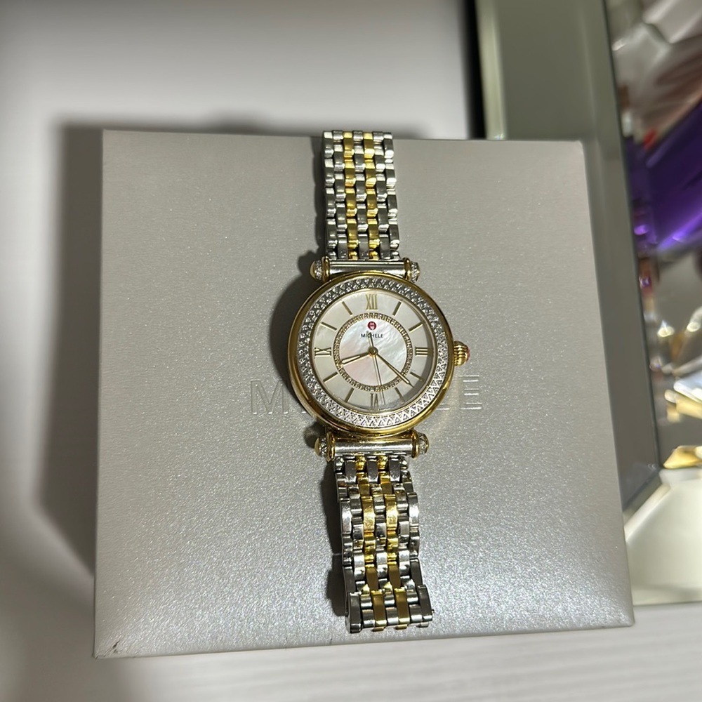 Authentic two-toned Michele watch